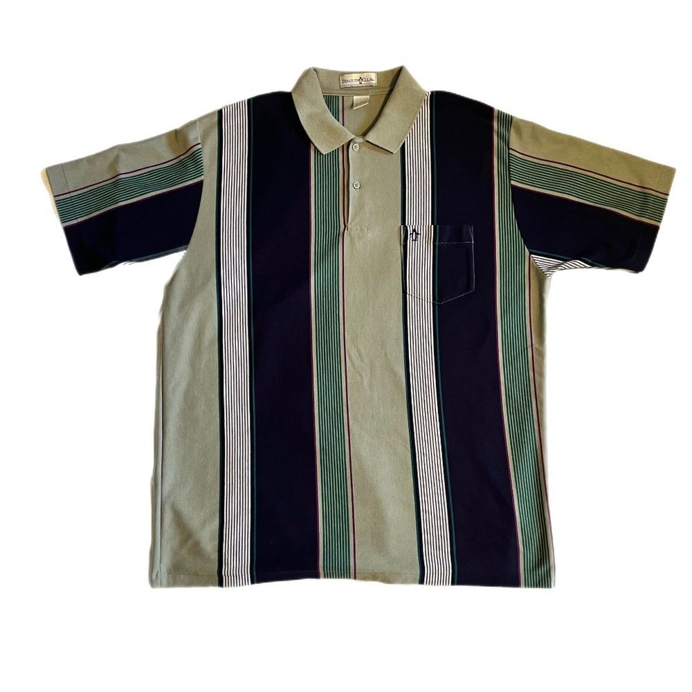 Size Xl Men Vertical Stripe Penguin Club Collared Golf Shirt Size Xl Men Vertical Stripe Penguin Club Collared Golf Shirt